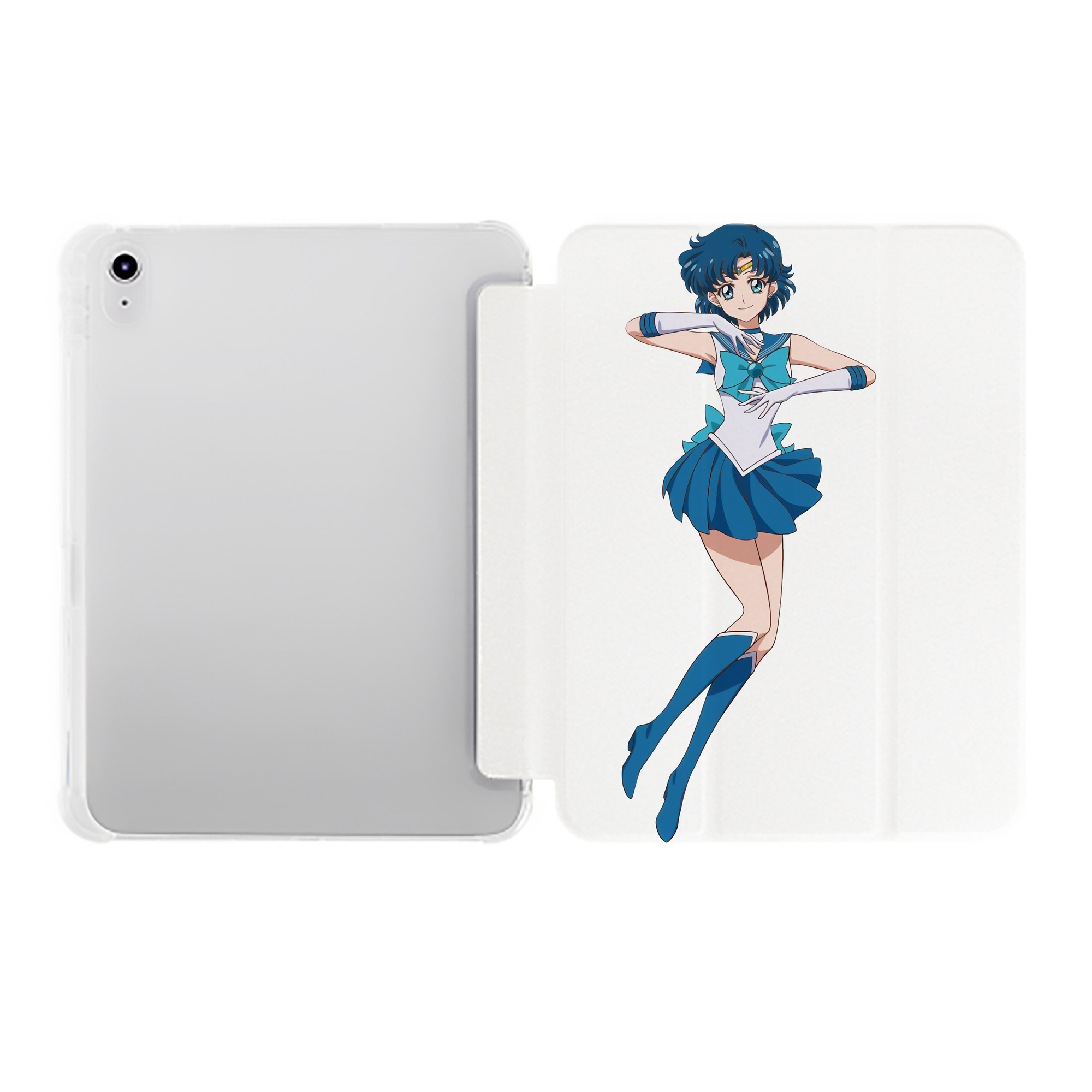 （画像用） 美少女戦士セーラームーン 水野 亜美 みずの あみ Sailor Moon Mizuno Ami IPad ケース ペン収納付き 三つ折りスタンド PUレザー×シリコン 対応機種9.5/10.5/10.9インチ
